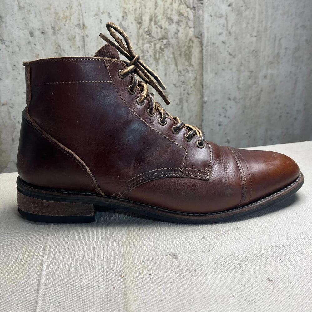 Thursday Boots Everyday Captain Men's 11.5 D Cap Toe Brown Leather Leather Laces - Picture 3 of 9